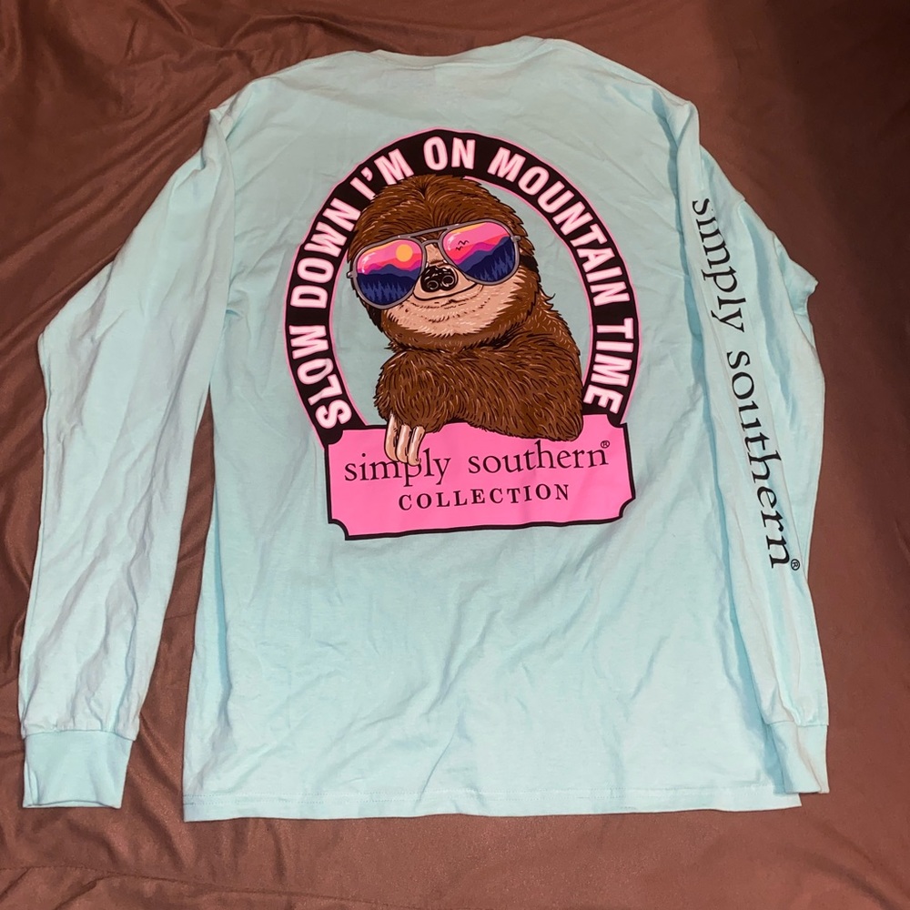 SIMPLY SOUTHERN COLLECTION “SLOW DOWN I’M ON MOUNTAIN TIME” SLOTH LONG SLEEVE